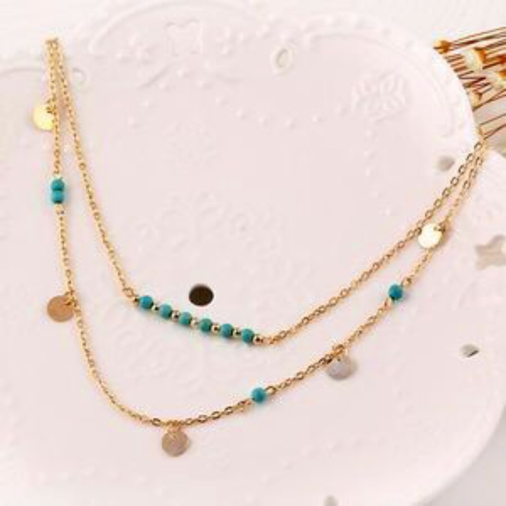 HP💝Goldtone & Jade Double strand accent necklace